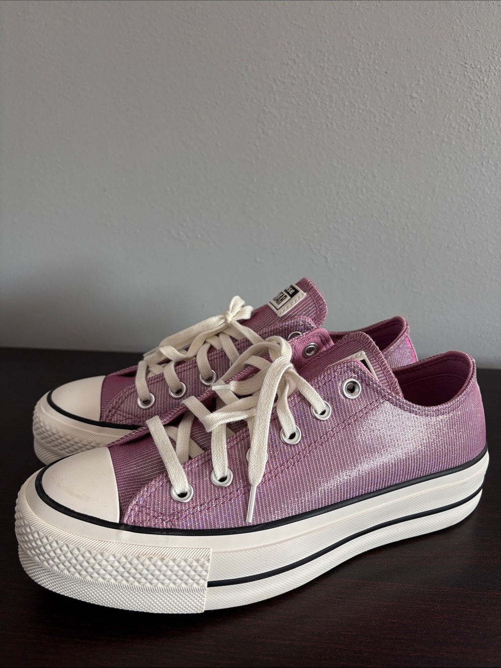 Converse Low Top Platform Sneakers - Dusty Mauve with Cream